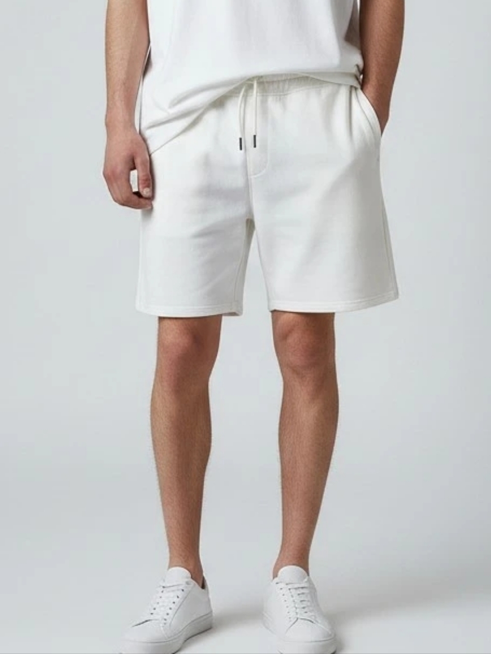 Men's White Drawstring Casual Shorts
